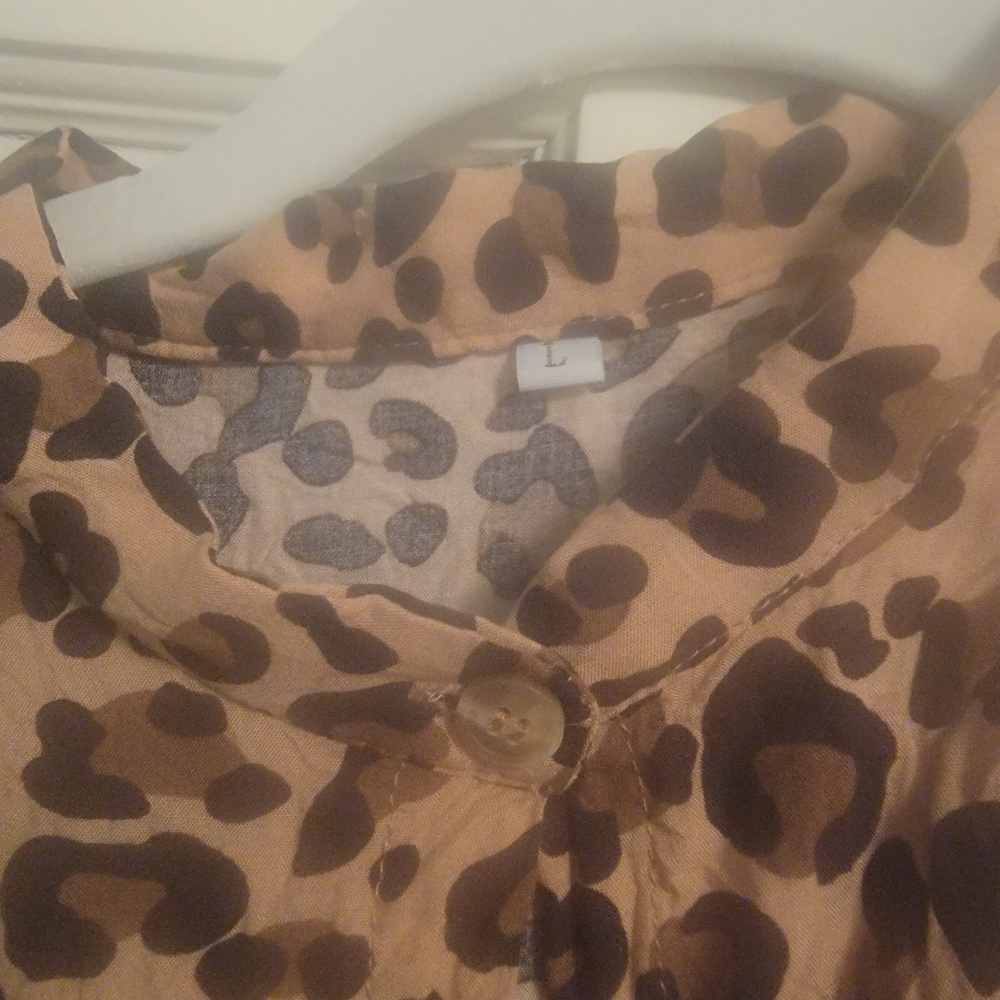 leopard maxi button down dress